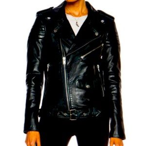 This is a real leather moto ladies jacket. This jacket is beautiful.   Lambskin